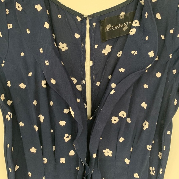 reformation mini floral sailor dress w neck tie - Picture 2 of 2